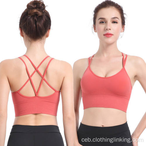 Criss Cross Back Running Bra alang sa Dugang nga Laki